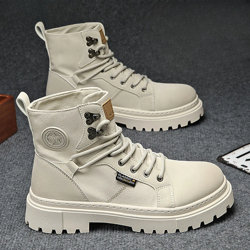 Man Shoes Platform Lace Up Rubber Boots for Men High Cut Spring Autumn Quality Y2k Vintage Retro Designer Casual Cheap Offer New