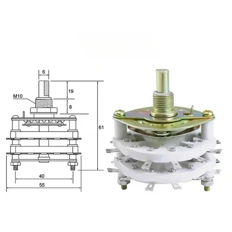 1PC  KCT 1-4 Deck Band Channel Rotary Switch Selector