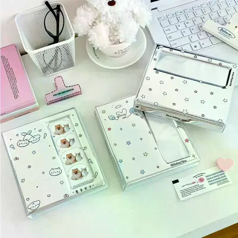 Cartoon 4 Grid Idol Card Photo Booth Album For 40 Pcs 2x6 Inch Photo Strips Bookmark 20 Pcs 4x6 4R Photo Holder