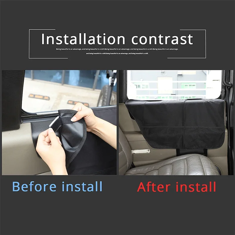 For Hummer H2 2003-2009 Black Waterproof Oxford Cloth Car Rear Door Anti-Scratch Storage Net Pocket Item Storage Bag