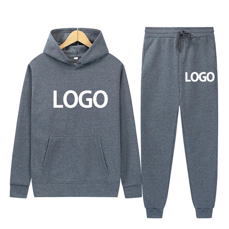 Customized Printed Men Women Tracksuit Hooded Sweatshirts and Jogger Pants High Quality Unisex Daily Casual Sports Hoodies Suit