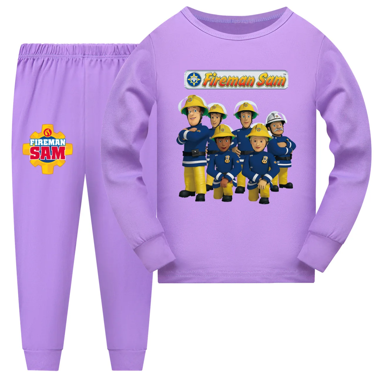 Girls Boys Costume Pajamas for Kids Cartoon FIREMAN SAM Cosplay Clothes Boys Sleepwear Toddler Girls Firefighter Tops+Pants Suit