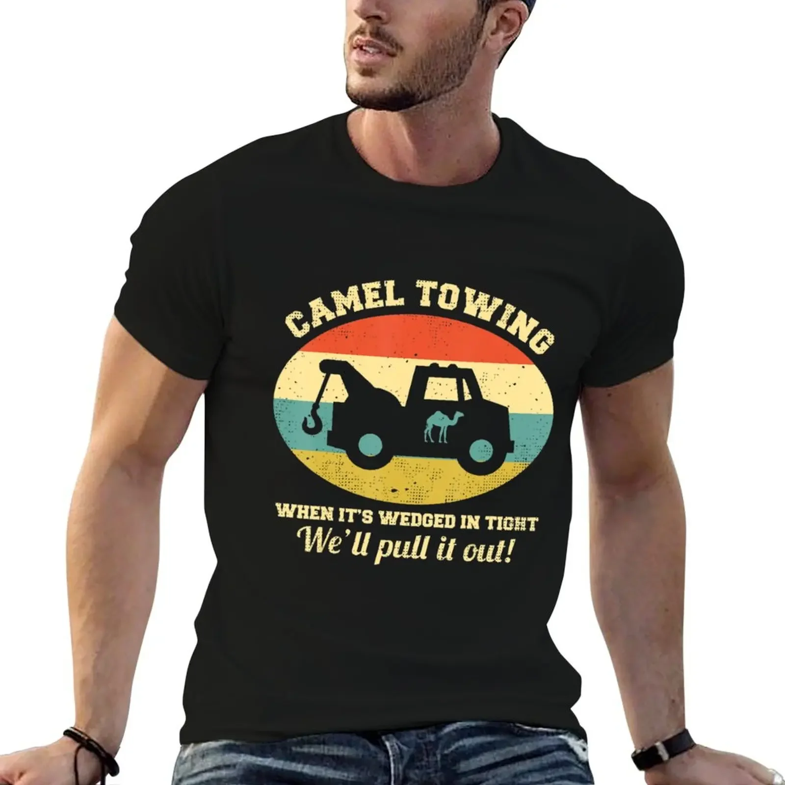 

Camel Towing Retro Adult Humor Saying Halloween T-Shirt tops quick drying mens shirts graphic tee