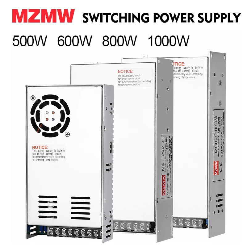 MZMW 500W 600W 800W 1000W Adjustable Switching Power Supply 0-12V 24V 36V 48V 60V 72V 80V 110V 150V 220V CC CV AC To DC SMPS PSU