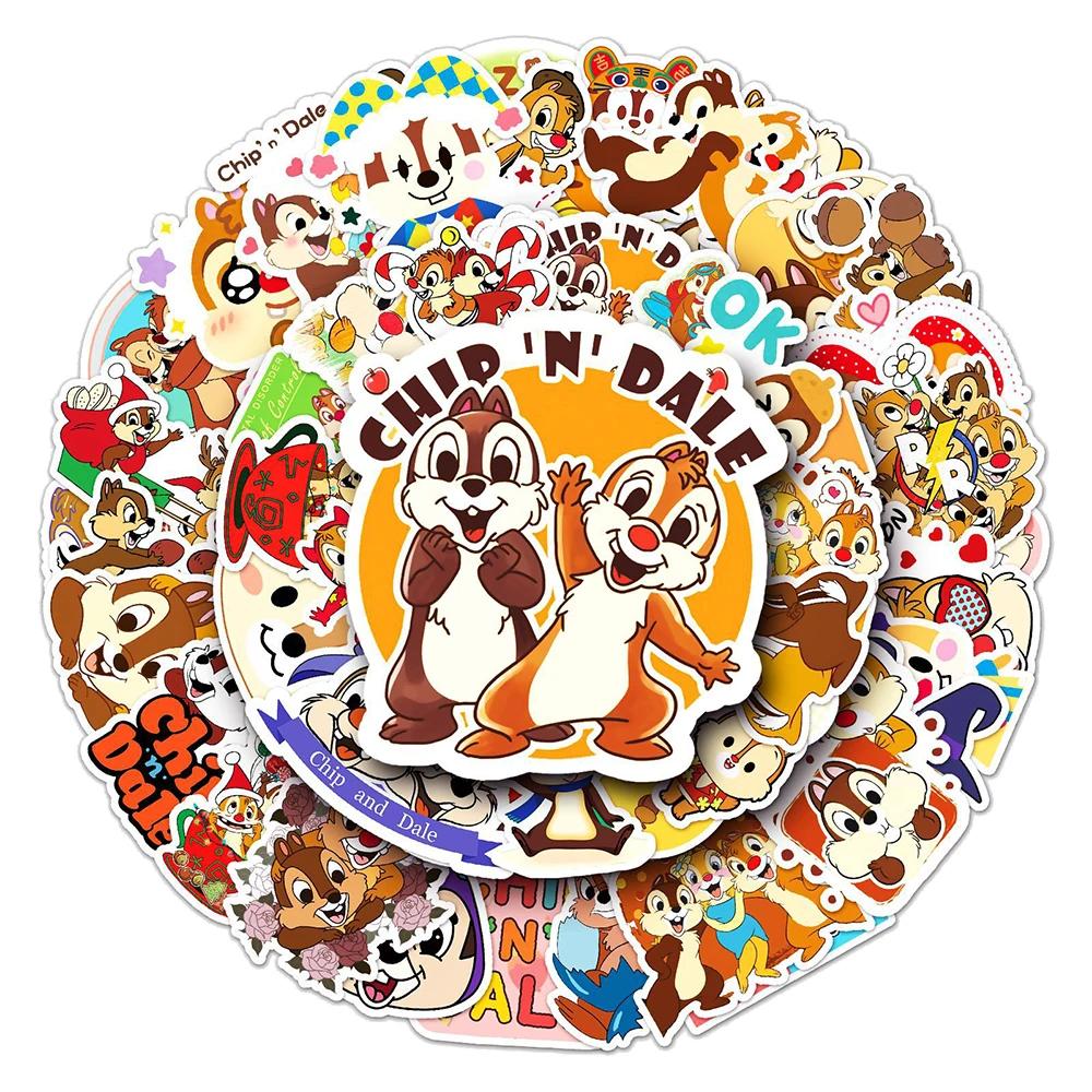 10/30/50pcs Disney Aesthetic Cute Chip \'n\' Dale Stickers Decals Waterproof Motorcycle Fridge Luggage Cartoon Sticker for Kid Toy