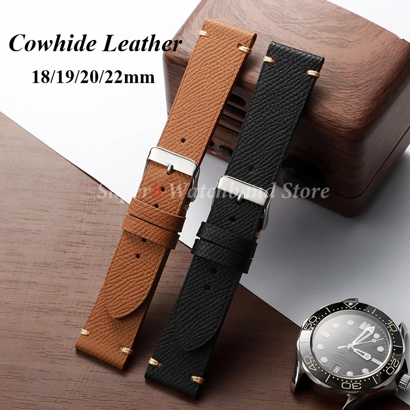 

Винтажный кожаный ремешок из воловьей кожи 18 мм, 19 мм, 20 мм, 22 мм для Huawei Watch GT4/3, браслет ручной работы с вышивкой для Samsung Galaxy Watch