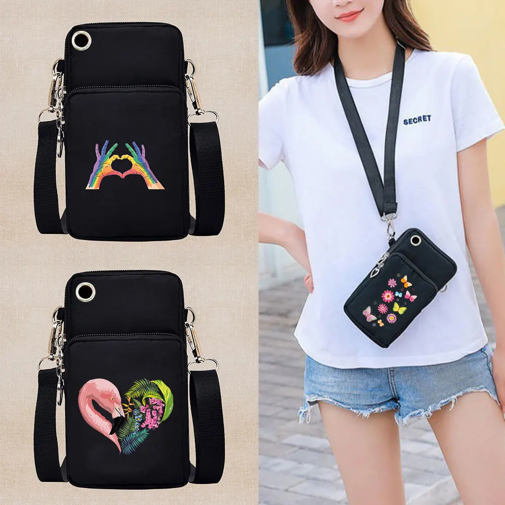 2023 Women Storage Mobile Phone Bag Unisex for Huawei/sony Samsung Color Printed Female Organizer Sports Crossbody Shoulder Bags