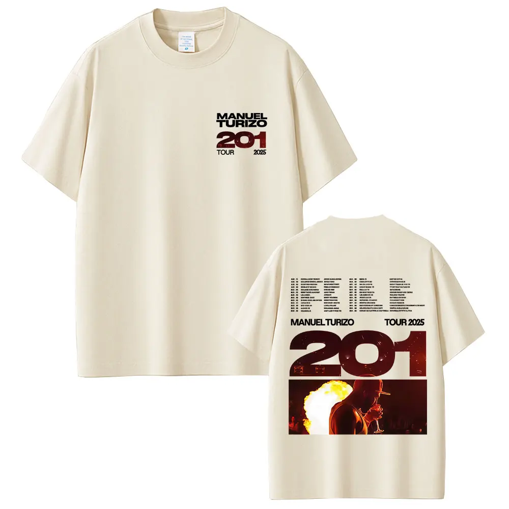 

Manuel Turizo 201 Tour 2025 T-shirt Men Women Clothing Hip Hop Fashion Oversized T Shirts Men's Casual Cotton Vintage T-shirts