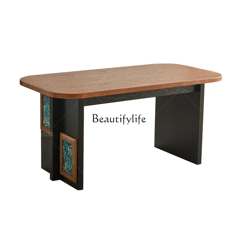 

pg55French retro solid wood ash wood dining table in the ancient style living room small apartment household