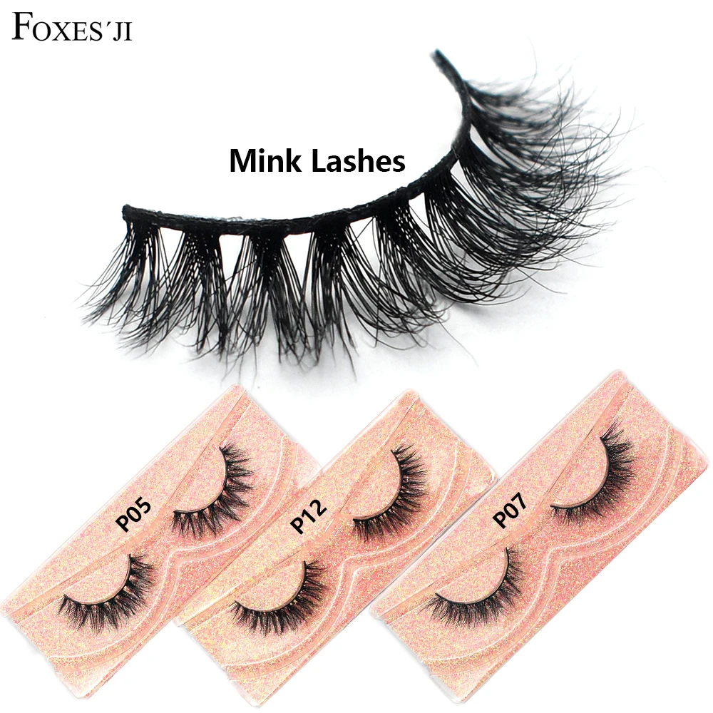 FOXESJI Cils courts en vison 3D, naturels, doux, effet plumeux, extensions de cils sans cruauté, légers et volumineux
