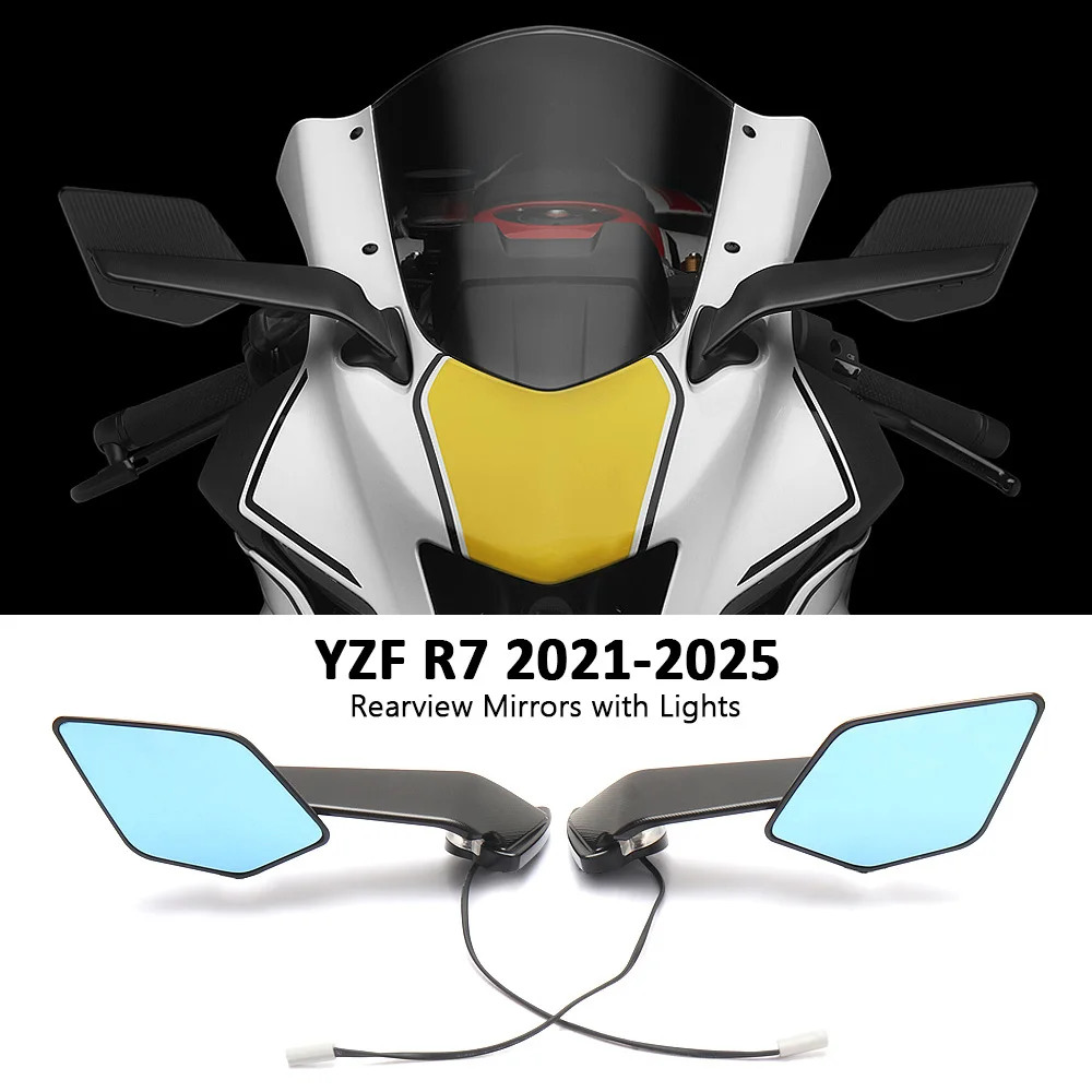 

New Rearview Mirrors With Turn Signals LED Motorcycle Accessories For YAMAHA YZF R1 2015-2019 YZF R6 2017-2020 YZF R7 2021-2025