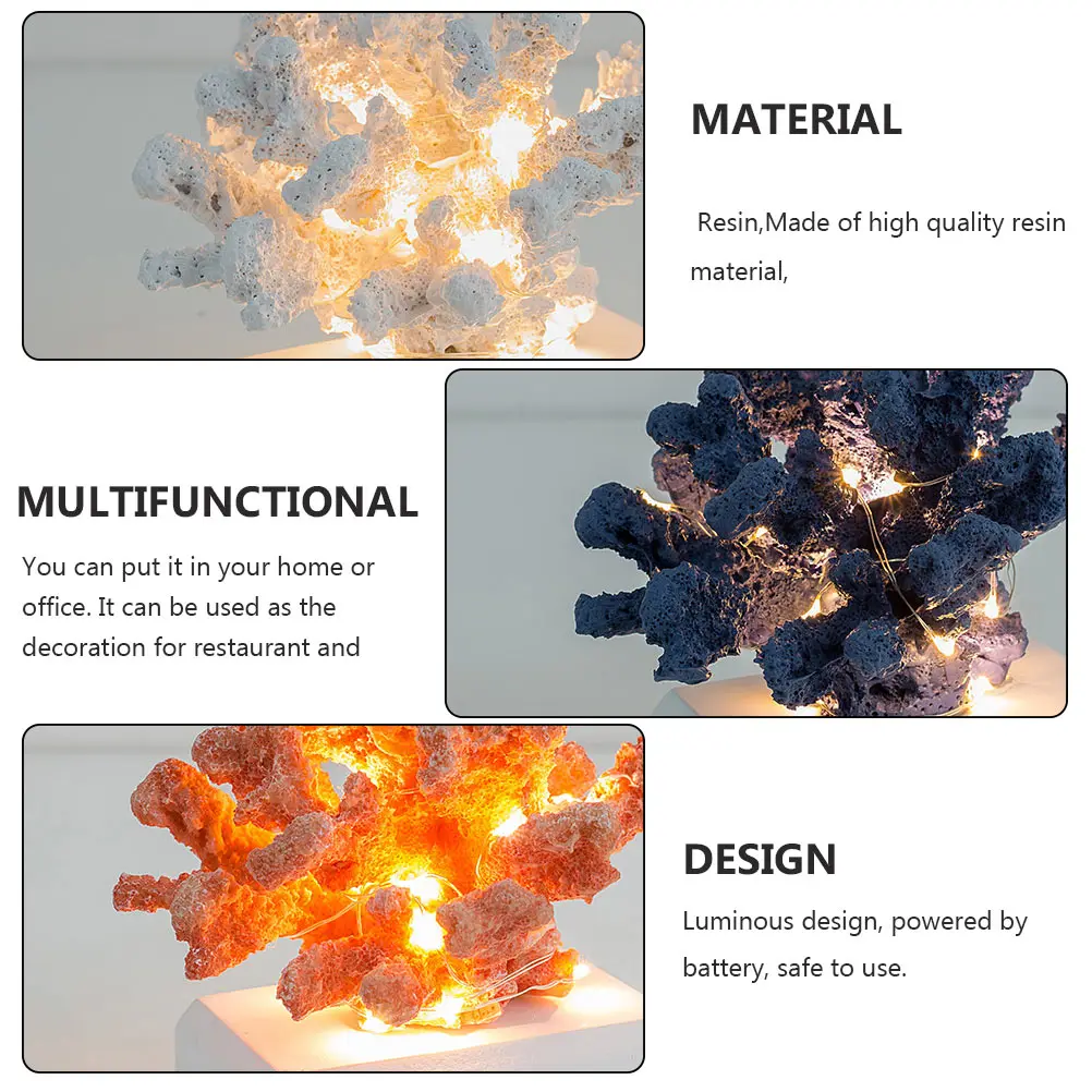 

Resin Coral naments Night Light Luminous Decor Crafts Scene Layout Mediterranean Style Home Office Restaurant Shop Pet Supplies