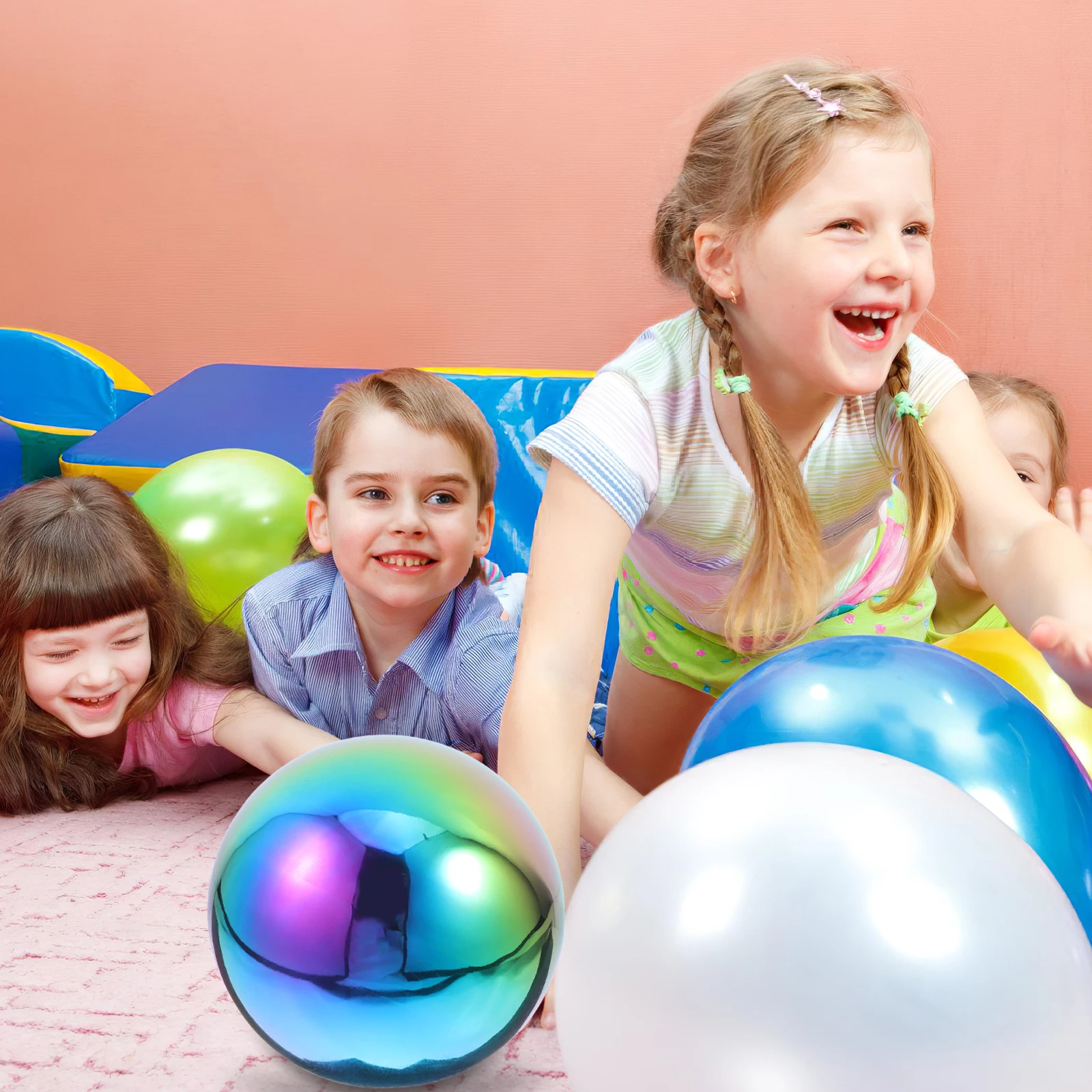 

1pc Rainbow Hollow Metal Balls Round Decorative Steel Ornaments Colorful Polished Multi-purpose Accessories