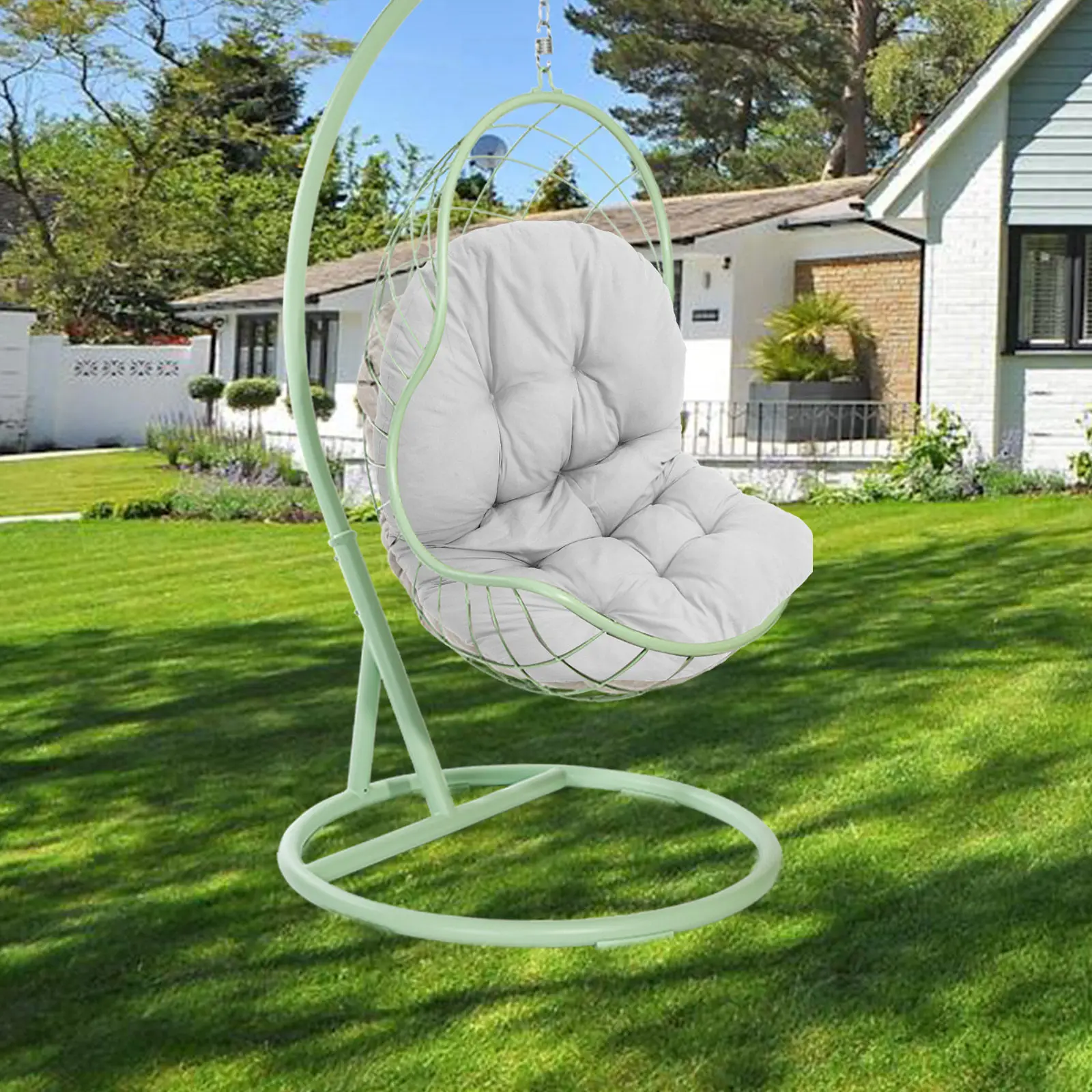 Outdoor Hanging Basket Cushion Weather Resistant Washable Removable Cover Chair Pad with High Density Foam for Garden Swing