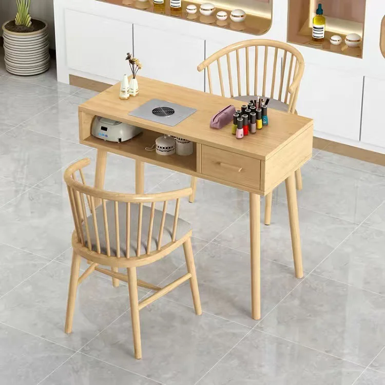 Modern Design Salon Equipment Furniture Wooden Nail Tables Luxury Nail Art Technology Tables And Chairs With Drawers