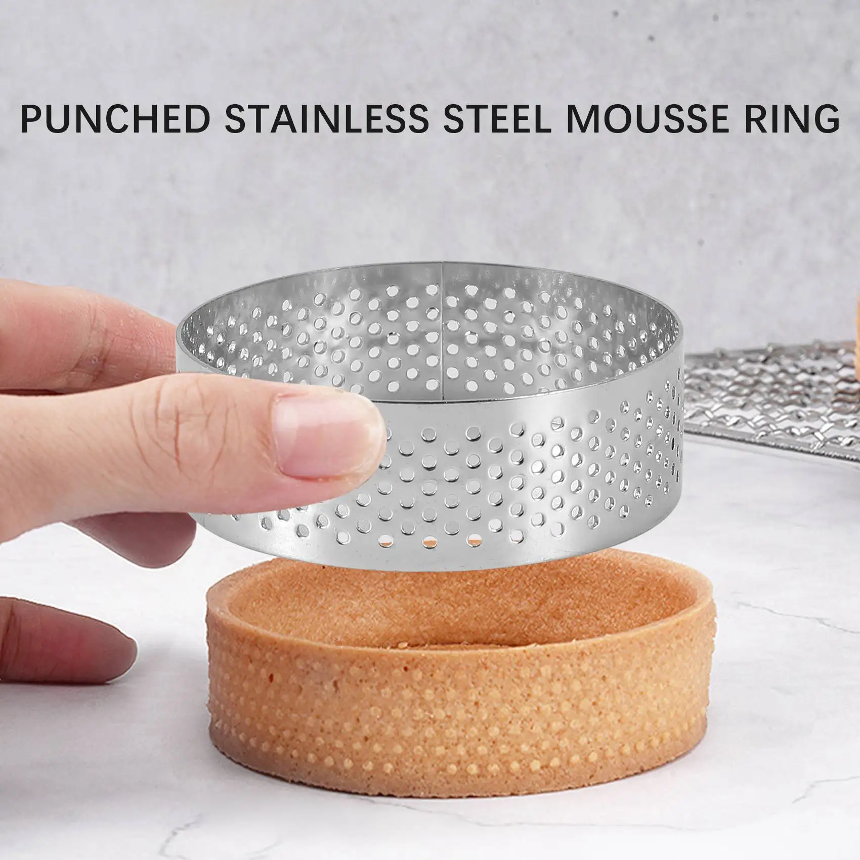 5Pcs 6cm Circular Tart Ring Dessert Stainless Steel Perforation Fruit Pie Quiche Cake Mousse Mold Kitchen Baking Mould