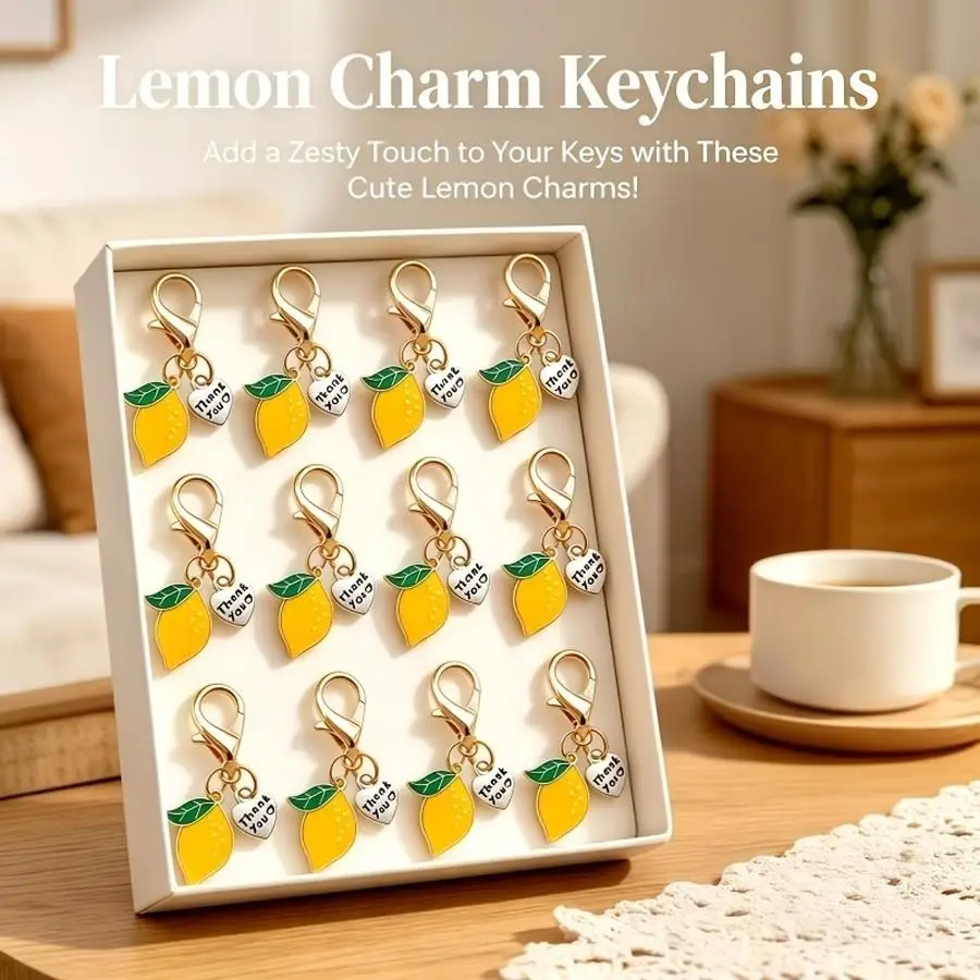 1/5/10/20/50/100pcs A Set of 12 Charming Summer Lemon Keychains, Perfect for Decorating Bags and Keyrings. They Make an Excellen