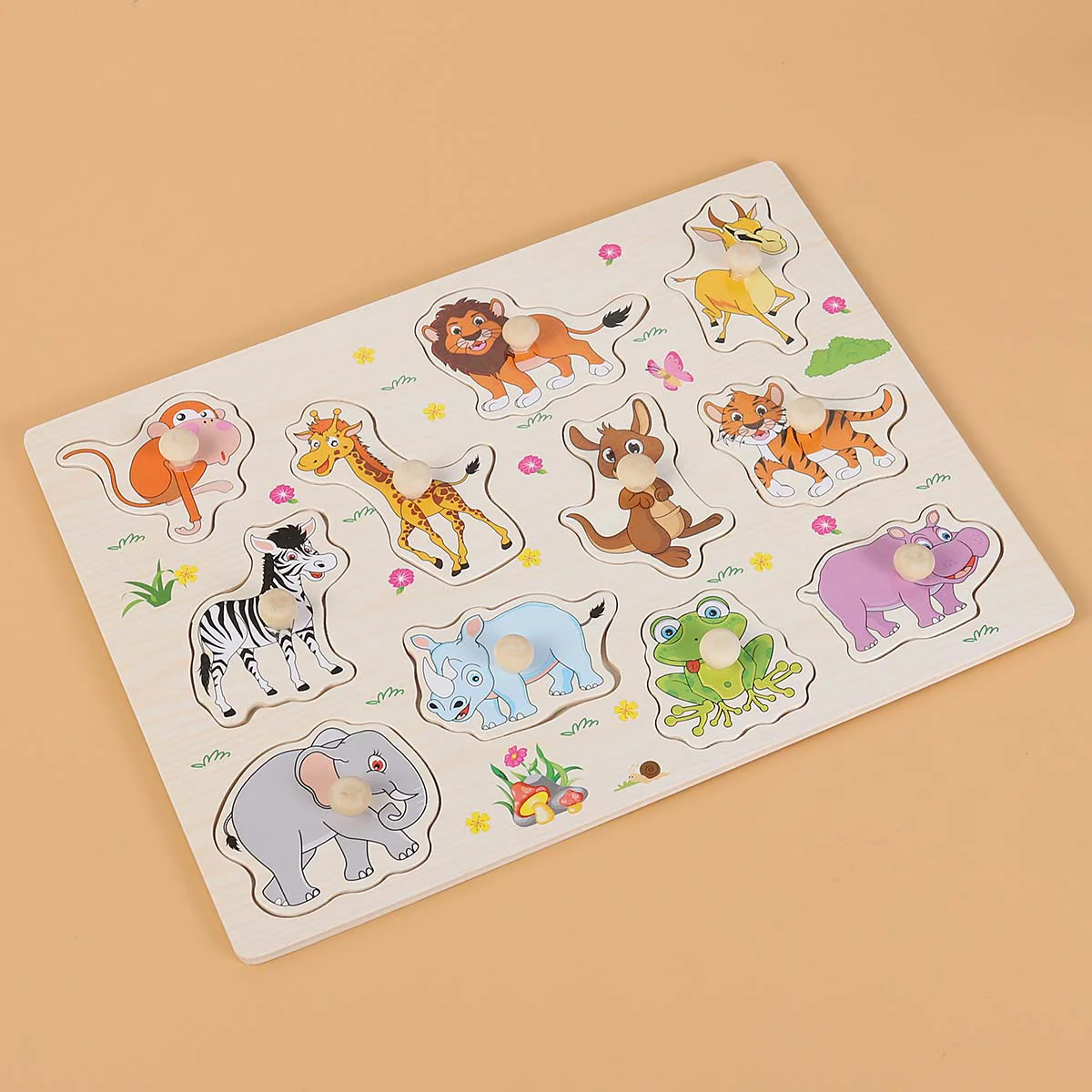 Childrens Toys for Baby Cartoon Wooden Puzzles Kids Jigsaw Animal Preschool Bamboo