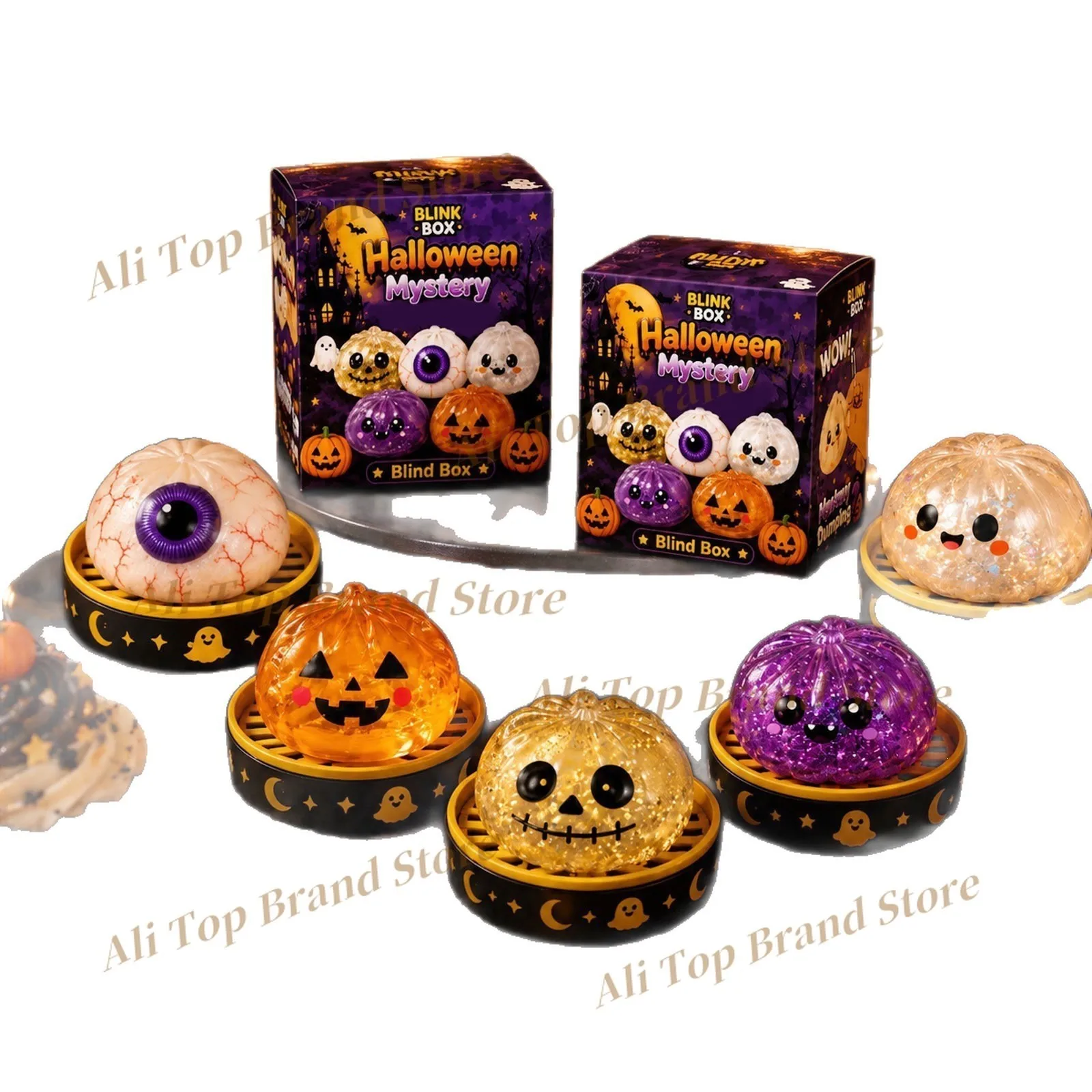 HOT 5.5CM Halloween Dumplings Blind Box Squishy Stress-Relief Dumpling for Party Favors & Anxiety Relief Halloween Mystery Gifts