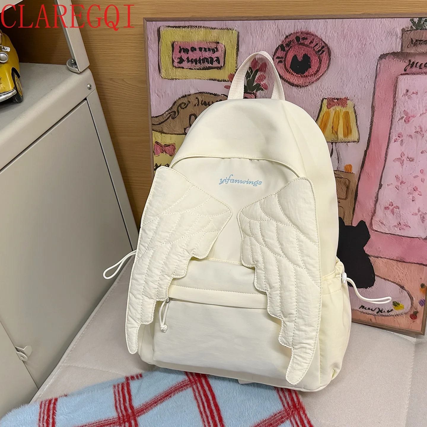 bookbag for women cute backpack travel backpack Lovely Sweet wings large capacity campus casual schoolbag Hand luggage