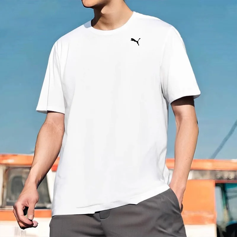 

Puma White Puma Sports Casual Round Neck Short-Sleeved T-Shirt Men's and Women's 52075952