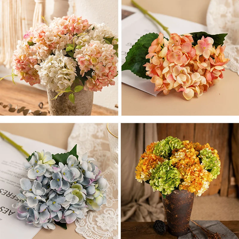 Hydrangea Bouquet Artificial Flowers Room Home Decoration DIY Wedding Flower Arrangement Party Supplies Photo Props