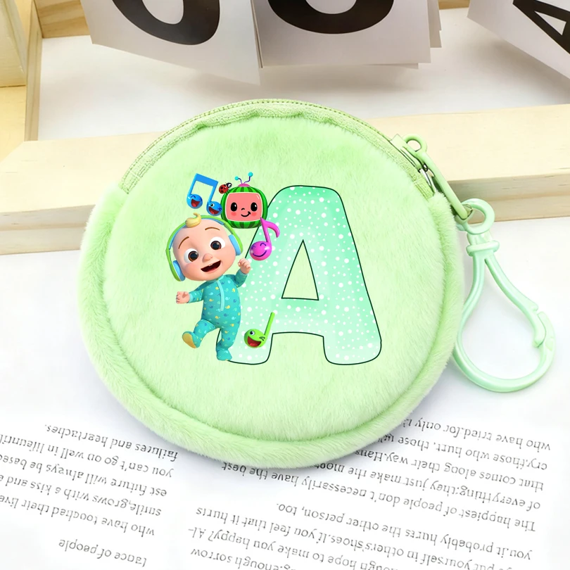 

Cocomelons Round Coin Purses Anime Printed Letter A-Z Wallets Kawaii Boys Girls Mini Zipper Storage Bags Key Card Pouch Bag Gift