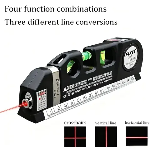 Easy to Use Laser Level Line Tool Multipurpose Laser Level Kit Standard Cross Line Lase 8 Feet Measure Tape Ruler