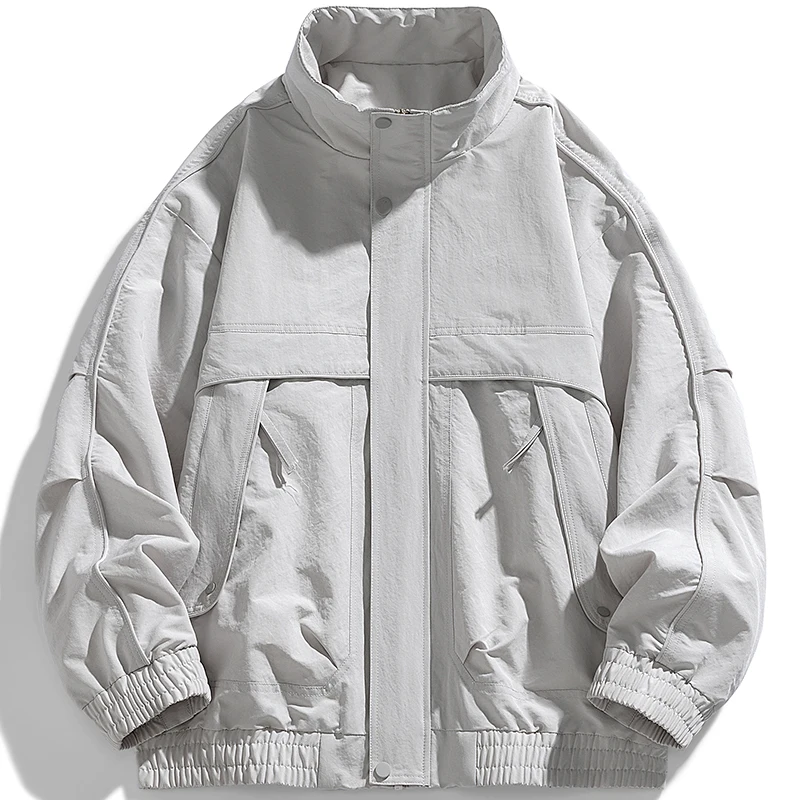 

Outdoor Stand Collar Men Casual Jackets All-match Comfortable Zipper Male Coats Fashion Solid Color Outerwear Spring Autumn New