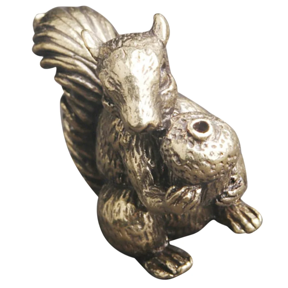 

Brass Squirrel Vintage Style Retro Figurine Simulation Decor Desktop Statue Ornaments for Crafts