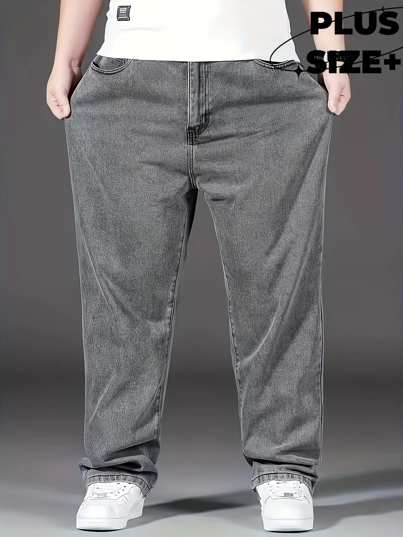 ENROOST Men's Plus Size Loose Straight Jeans High Waist Wide Leg Denim Trousers Pantalones Male Casual All Match Long Pants