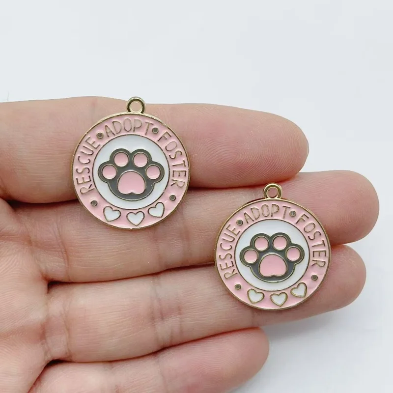 10Pcs Cartoon Cat Paw Heart Shape Enamel Alloy Charms Mixed Pattern Pendant For DIY Earrings Bracelets Key Chains Handmade Craft view 2
