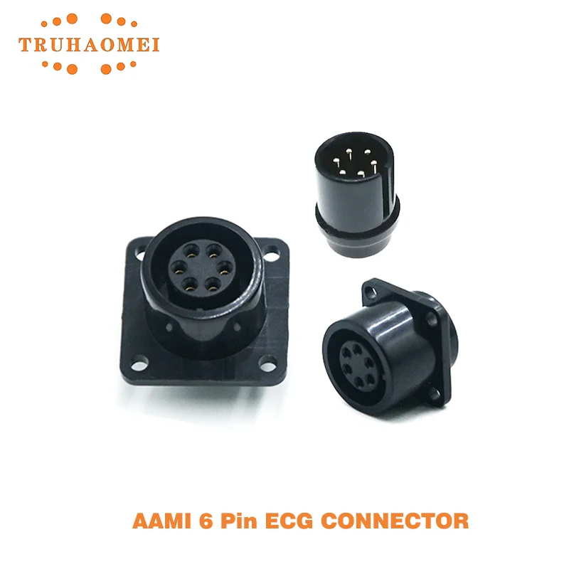 5 PCS AAMI 6 Pin ECG Connector Male or ECG Socket Female For Mindray Edan Goldway Biolight Comen Guoteng Patient Monitor