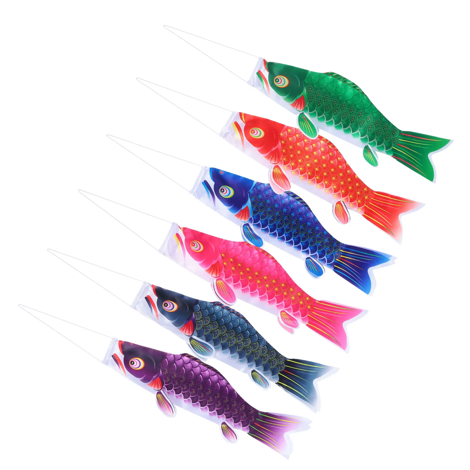 

6Pcs Carp Flag Decorative Silk Hanging Fish Banner Japanese Festival Outdoor Home Garden Decor Carp Flag Hanging Decor