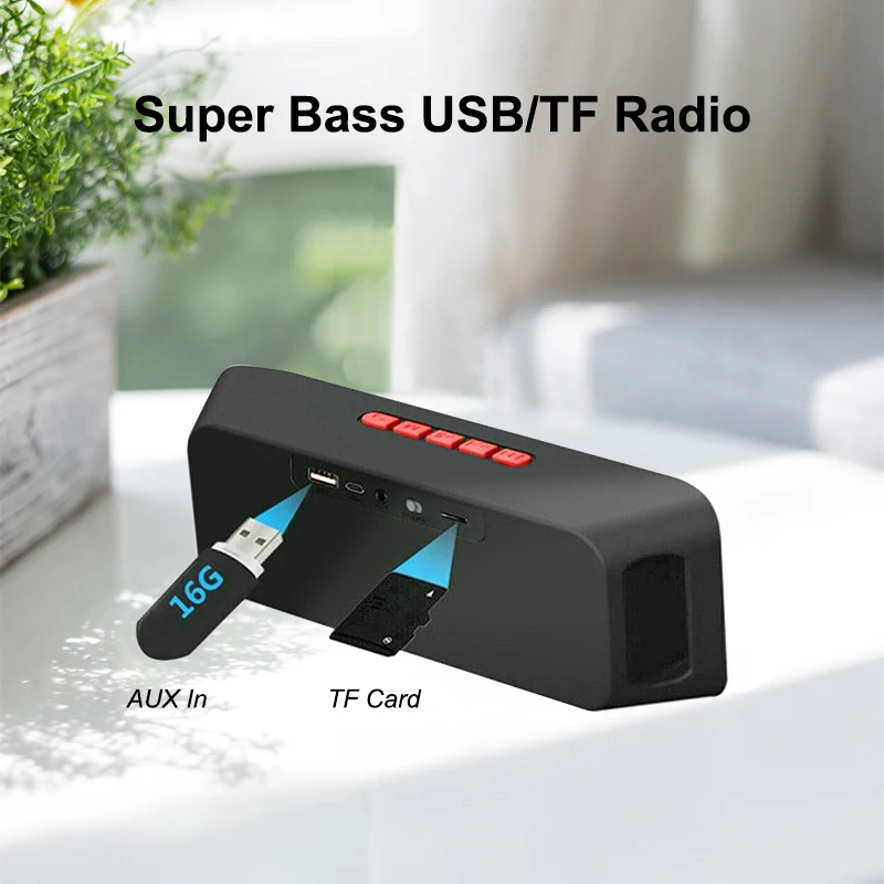 Portable Bluetooth Speaker Wireless Mini Speaker Amplifier Stereo Subwoofer Speaker TF USB Built-in Mic Dual Bass