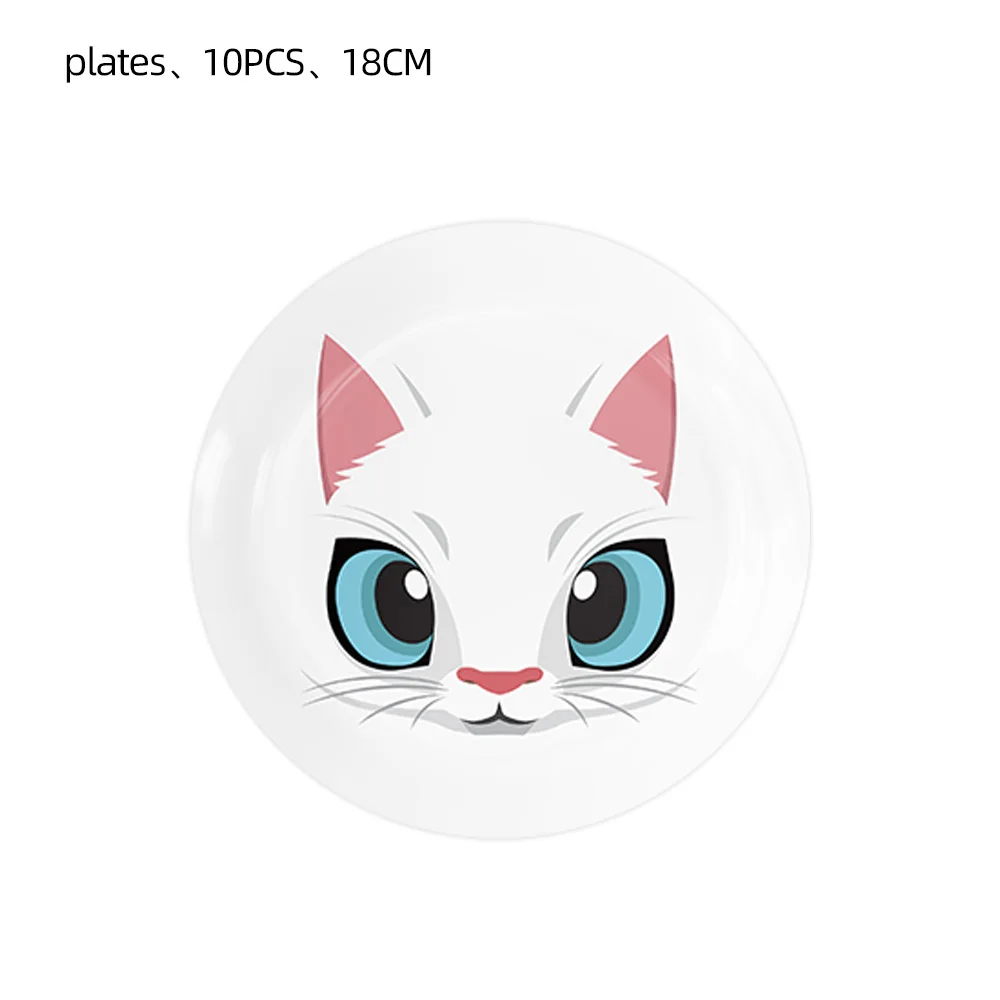 Black and white cat Themed Party Tableware disposable Paper plates Paper towels tablecloth Birthday ecorations Festivals Atmosph