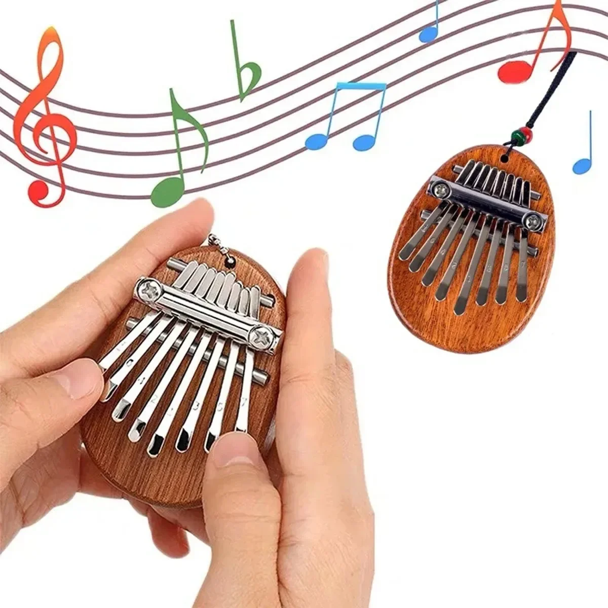 8 Key Mini Wooden Kalimba Toy Musical Instrument Exquisite Finger Thumb Piano Marimba Musical Learning & Education Pendant Gift