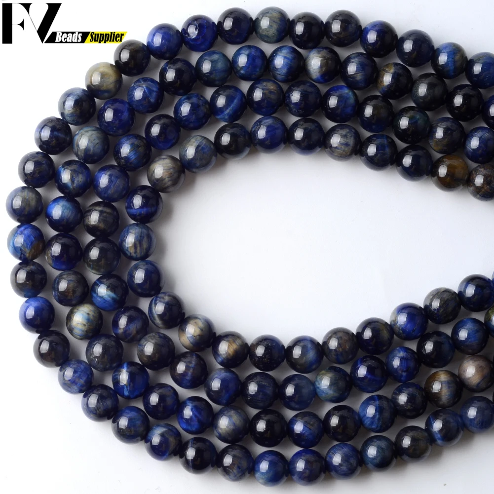 Wholesale 6/8/10mm Natural Stone Beads Blue Tiger Eye Stone Round Loose Beads For Jewelry Making Diy Bracelet Accessories 15''