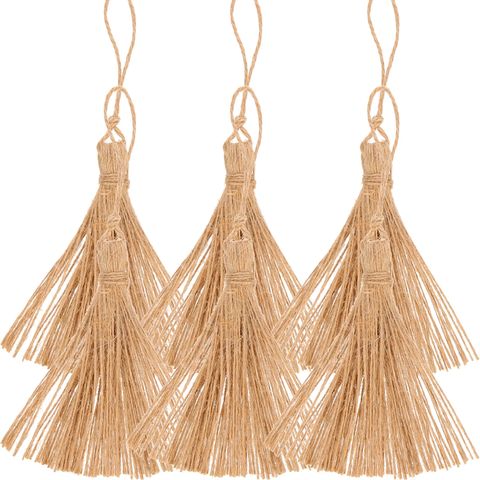 

6Pcs Hanging Jute Tassel Decoration Natural Fiber Cord Wedding Fall Home Design Crafting Tassel Garland Holiday Accent