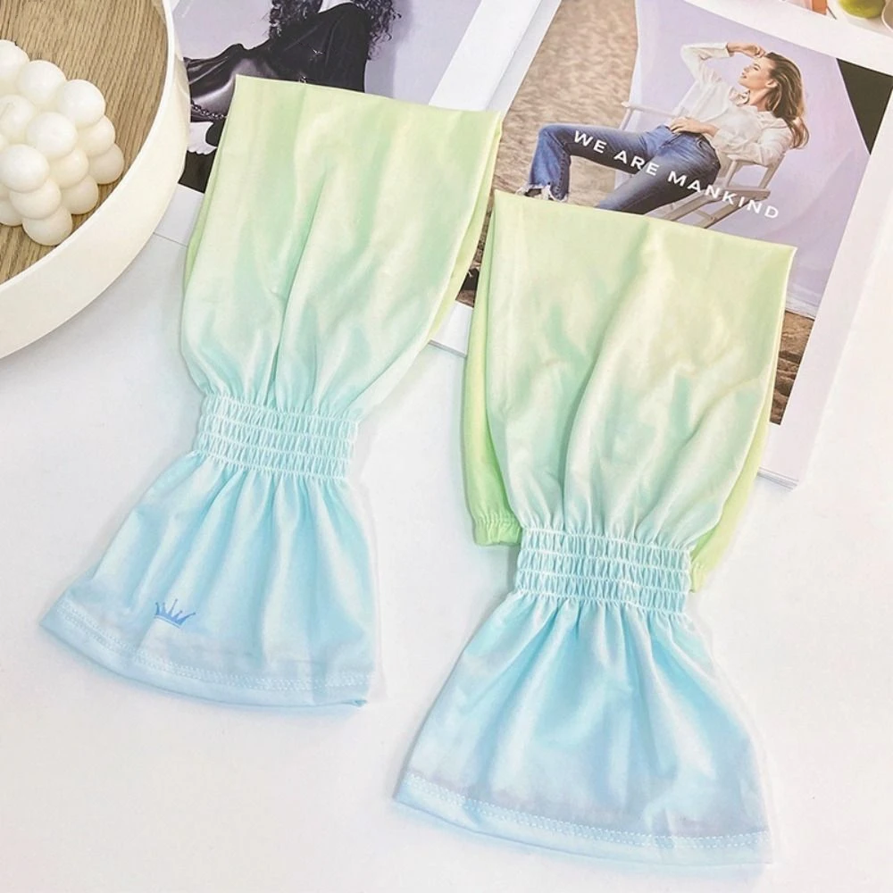 Breathable Elastic Long Ice Silk Sleeves Gradient Anti-UV Sunscreen Arm Covers Thin UV Insulation Cycling Gloves Driving