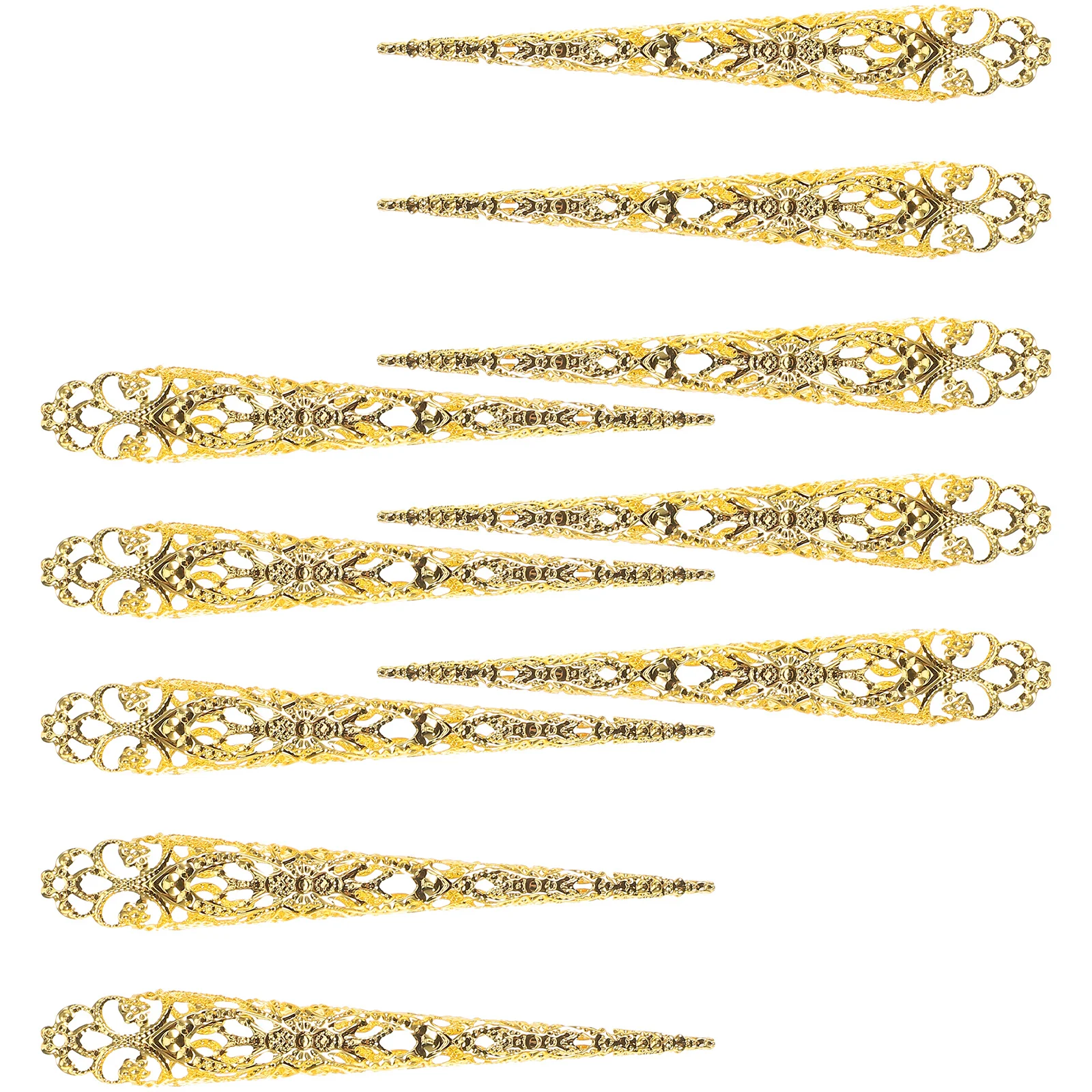 

10pcs Long Artificial Nail Claws Breathable Iron Finger Protectors For Halloween Party Cosplay Costume Accessories Women Vintage