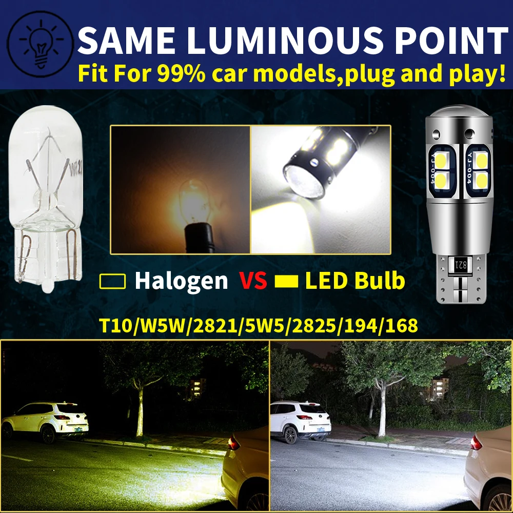 2pcs High Quality T10 W5W Super Bright Car Interior Reading Dome Light Marker Lamp 168 194 LED Auto Wedge Parking Bulbs Orange