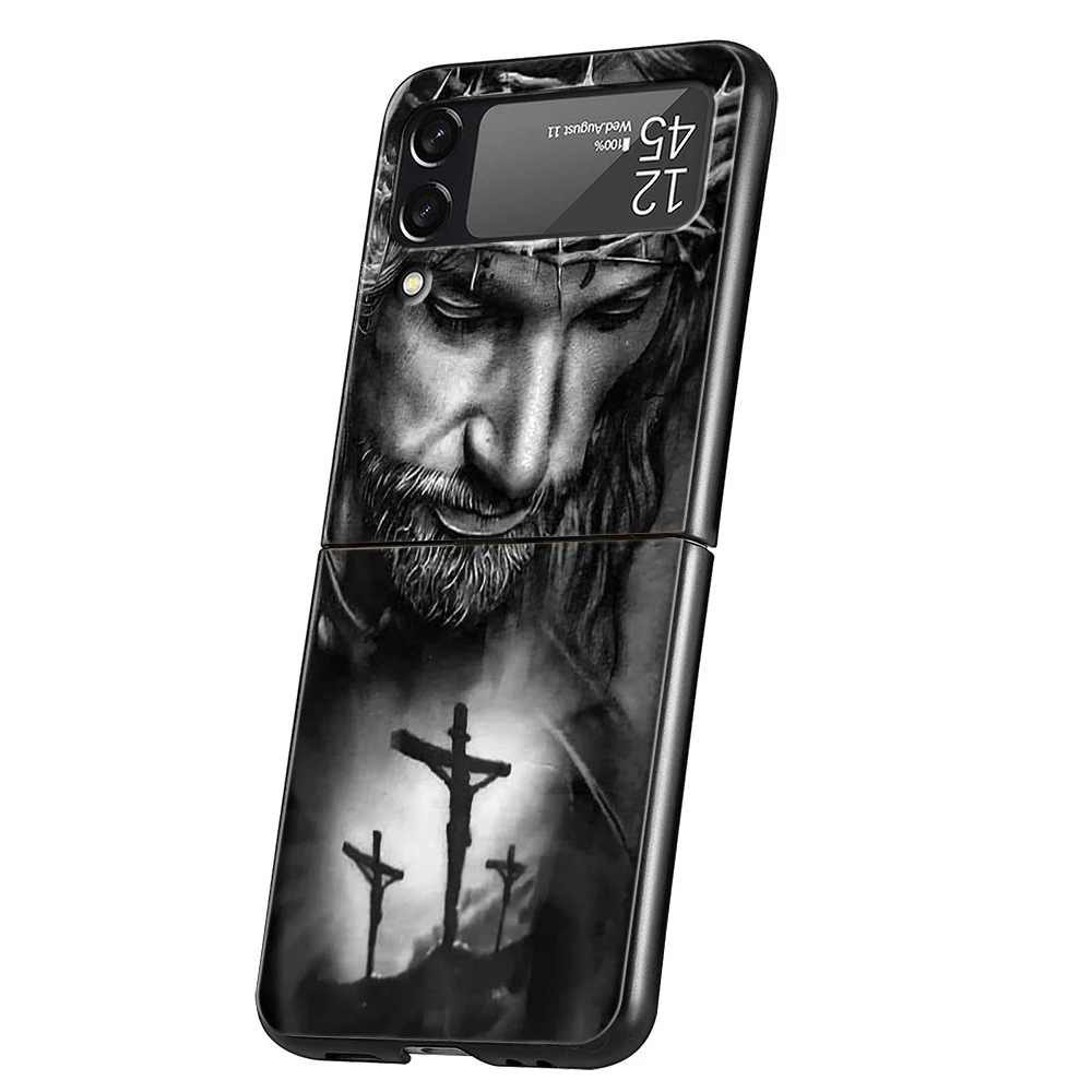 Faith Christian Religious Jesus Clear For Samsung Galaxy Z Flip 4 5 Bag Black Phone Cover For Galaxy Z Flip 3 Case Hard PC Shell