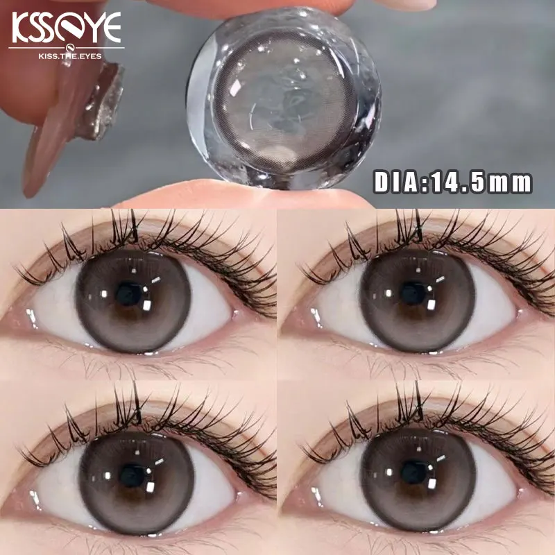 KSSEYE 2Pcs Korea Colored Contact Lenses Diameter 14.5mm Prescription Myopia Degree-0.00to-8.00Makeup Soft Lens Eye Beauty Pupil