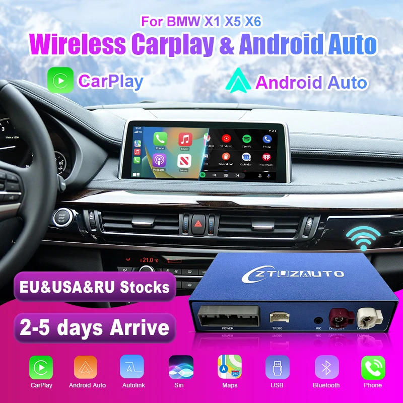 

Wireless CarPlay for BMW NBT,EVO X5 F15 X6 F16 2014-2020 X1 F48 2016-2020, with Android Mirror Link AirPlay Car Play Function