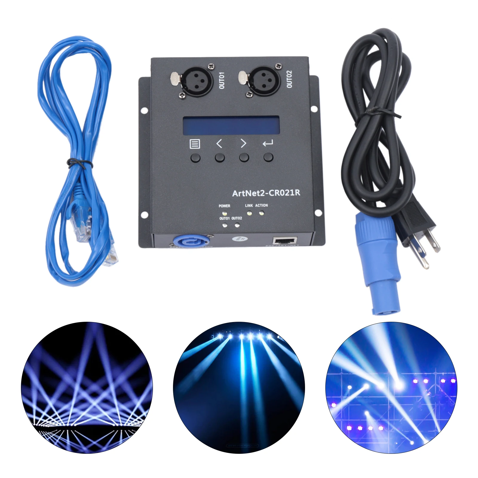 

Dmx 512 Ethernet Lighting Controller Interface，2 Universe/Truss Mountable/Poe 90-240v Control All Kinds Of Stage Lamps
