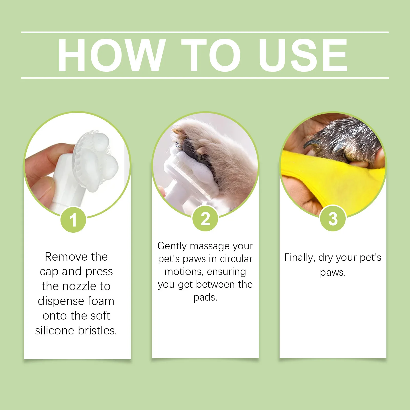 100ml Paw Cleaner Foam Dog & Cat Claw Cleaner Waterless Pet Shampoo With Brush For Rinse-Free Pet Supplies Cat Paw Deep Cleanser