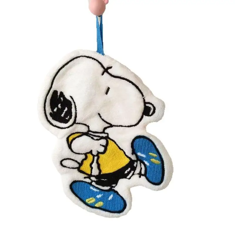 Cute Snoopy Hanging Hand Towel Soft Coral Fleece Absorbent Household Kitchen Bathroom Hanging Rag Lovely Daily Decor Small Gift