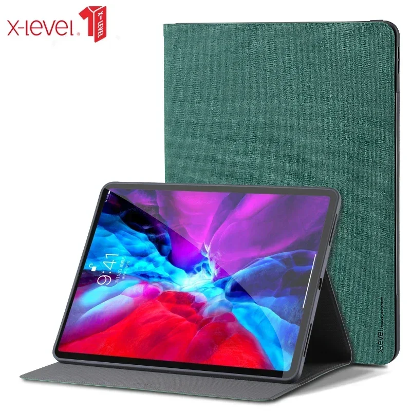 For iPad Air 4 5 10.9 13 2024 Case X-Level Tablet Sleeve Smart Flip Fabric+TPU Cover For iPad Pro 11 12.9 2020