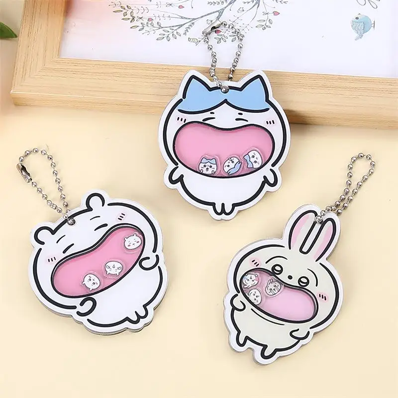 Miniso Chiikawa Usagi Hachiware Cartoon Cute Acrylic Shaking Joy Keychain Pendant Student Backpack Decoration A Gift for Girls